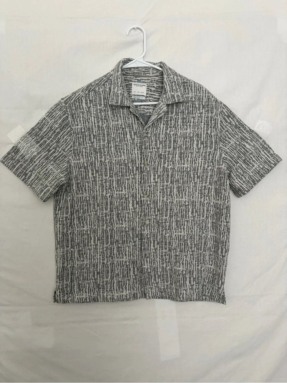 Denim & Flower Mens Large Camp Shirt Short Sleeve Textured Knit Relaxed(A917)